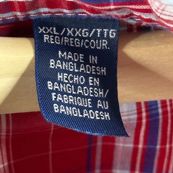 Wrangler Shirt Mens XXL Red Plaid Pearl Snap Western Button Up Long Sleeve - Picture 5 of 12